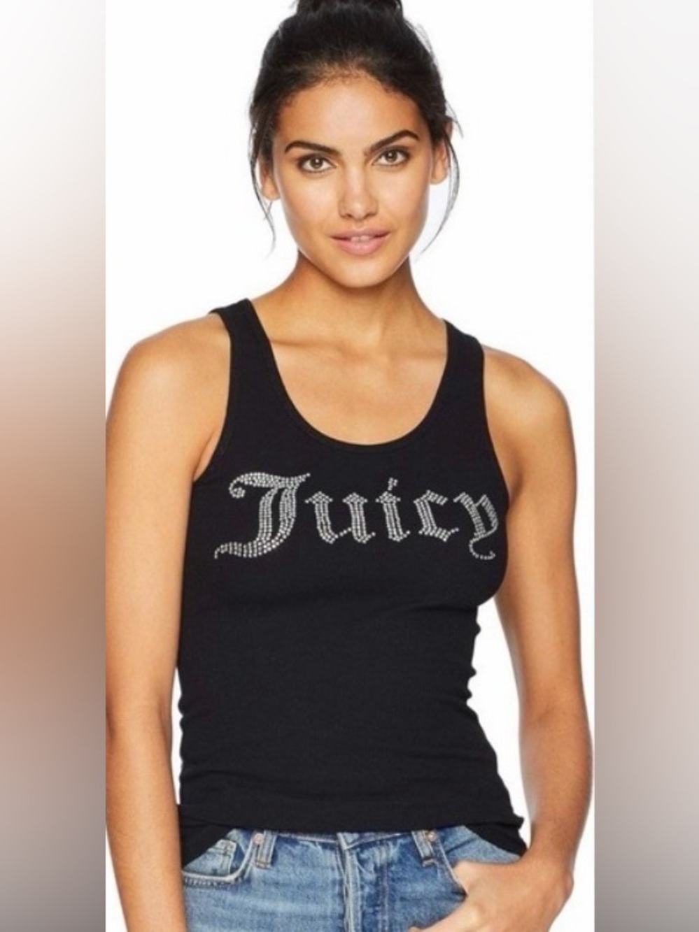 Juicy Couture Black Label Black Tank with Rhinestone 'Juicy' Logo NWT Size XS